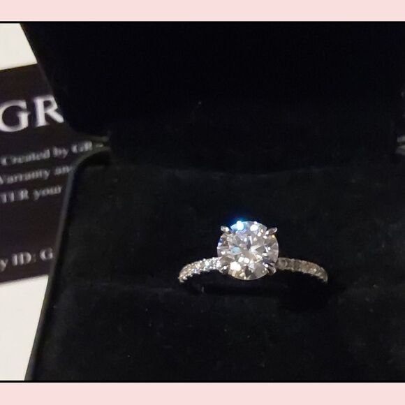 CERTIFIED Genuine Diamond Moissanite 1.5 Ct. Round & Pave Engagement Ring Sz 8 - Picture 1 of 4